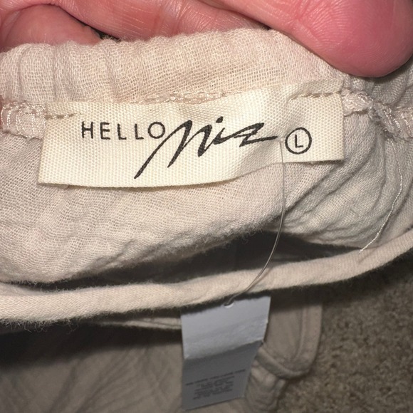 HELLO MIZ Gauze Maxi Dress Tie‎ Shoulder Beach Vacation Casual Beige L - Picture 4 of 5